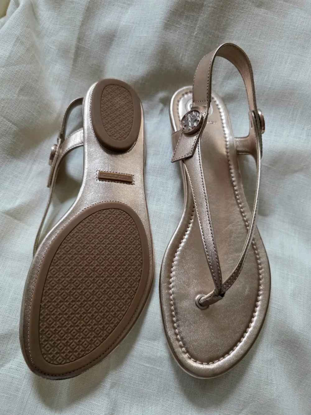 Tory Burch rose gold sandals
